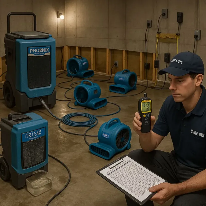 Structural Drying and Dehumidification process in Montville Center, CT